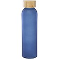 Lume 500 ml matte soda lime glass bottle with bamboo lid, ocean blue