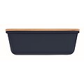 Lunch box with bamboo lid, french navy