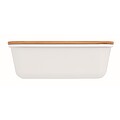 Lunch box with bamboo lid, white