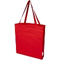 Madras 140 g/m2 GRS recycled cotton gusset tote bag, red