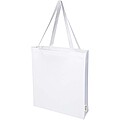 Madras 140 g/m2 GRS recycled cotton gusset tote bag, white