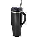 Melbourne 1200 ml RCS certified insulated tumbler with straw, solid black