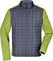 Mens knitted jacket JAMES & NICHOLSON, kiwi melange/anthracite melange, 2XL