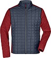 Mens knitted jacket JAMES & NICHOLSON, red melange/anthracite melange, 2XL