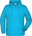 Mens sweatshirt with hoodie James Nicholson, turquise, S