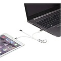 Metal 4-in-1 recycled aluminium charging cable with keychain, silver