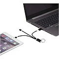 Metal 4-in-1 recycled aluminium charging cable with keychain, solid black