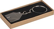 Metal key ring in house shape, grey
