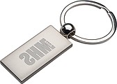 Metal key ring, rectangular, grey