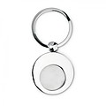 Metal key ring with token, shiny silver