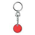 Metal keyring trolley euro token. With imitation enamel coating on the front side. Size O23,2x2,1 mm