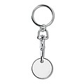 Metal keyring trolley euro token. With imitation enamel coating on the front side. Size O23,2x2,1 mm