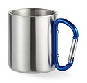 Metal mug w carabiner handle, blue