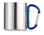 Metal mug w carabiner handle, blue
