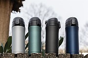 Metallic easy lock vacuum mug, black