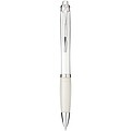 Nash ballpoint pen with coloured barrel and grip, transparent white