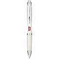 Nash ballpoint pen with coloured barrel and grip, transparent white