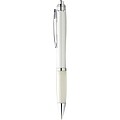 Nash ballpoint pen with coloured barrel and grip, transparent white