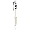 Nash ballpoint pen with coloured barrel and grip, transparent white