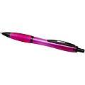 Nash recycled plastic ballpoint pen with black trims, magenta