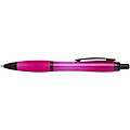 Nash recycled plastic ballpoint pen with black trims, magenta