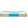 Natural straw beach mat, turquoise