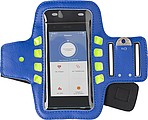 Neoprene and PU mobile phone holder with three LED lights on either side of the cover.