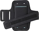 Neoprene and PU mobile phone holder with three LED lights on either side of the cover.