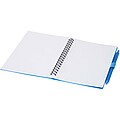 Niove recycled plastic soft cover notebook and ballpoint pen set (blue ink), blue