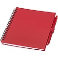 Niove recycled plastic soft cover notebook and ballpoint pen set (blue ink), red