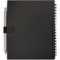 Niove recycled plastic soft cover notebook and ballpoint pen set (blue ink), solid black