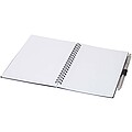 Niove recycled plastic soft cover notebook and ballpoint pen set (blue ink), solid black