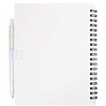Niove recycled plastic soft cover notebook and ballpoint pen set (blue ink), white