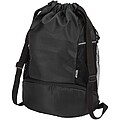 Nomad GRS recycled sports drawstring bag with bottom compartment 18L, solid black