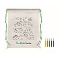 Non woven kids bag with pens, lime