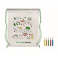 Non woven kids bag with pens, lime