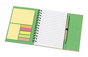 Notebook with lined writing pad and self-adhesive stickers,colour green, nature