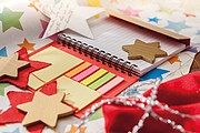 Notebook with lined writing pad and self-adhesive stickers,colour red, nature