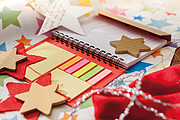 Notebook with lined writing pad and self-adhesive stickers,colour red, nature