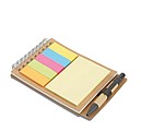 Notebook with pen sticky notes, beige