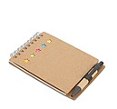 Notebook with pen sticky notes, beige