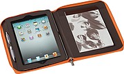 Nylon writing case with zipper, orange