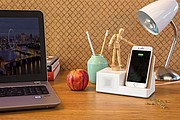 Ontario 5W wireless charger with speaker, white