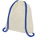 Oregon 100 g/m2 cotton drawstring backpack with coloured cords