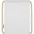 Oregon 140 g/m2 GRS recycled cotton drawstring bag, white