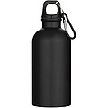 Oregon 400 ml matte RCS recycled single wall stainless steel water bottle with carabiner, solid black