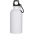 Oregon 400 ml matte RCS recycled single wall stainless steel water bottle with carabiner, white