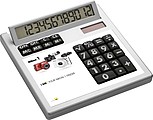 Own-design desk calculator with insert without holes