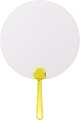 Paper hand fan with plastic handle. Diameter 17 cm.