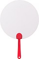 Paper hand fan with plastic handle. Diameter 17 cm.